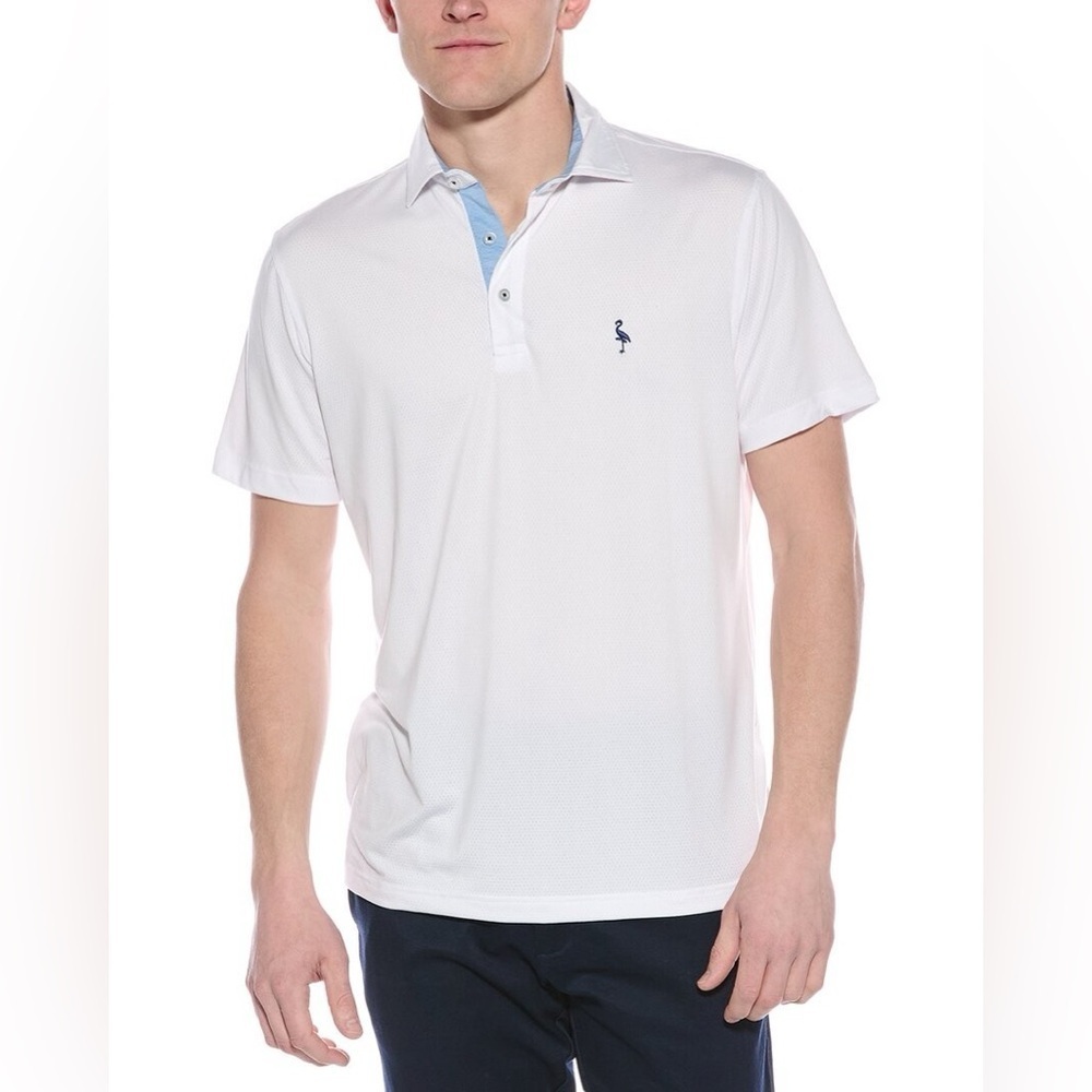 Tailorbyrd White Polo Shirt with Blue Accents
